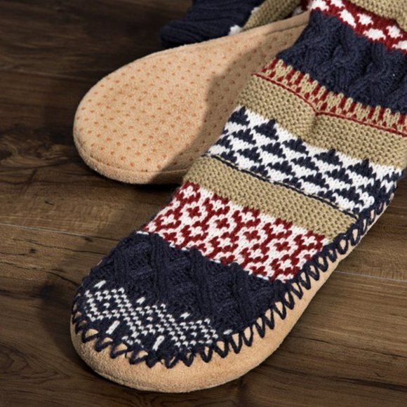 ๐Jacquard Knit Navy Slipper Socks - Nordic Pattern ๐ ๐ Excellent Gift! ๐ - Picture 2 of 7